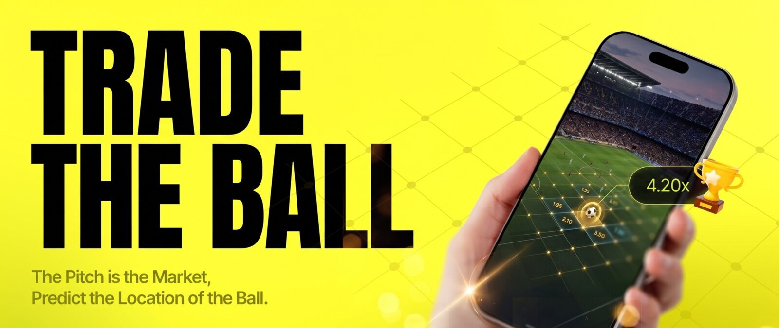 Trade the Ball. The pitch is the market, and you predict the location of the ball during live football matches.
